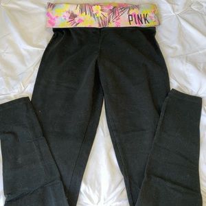 Victoria's secret pink black leggings. Size small